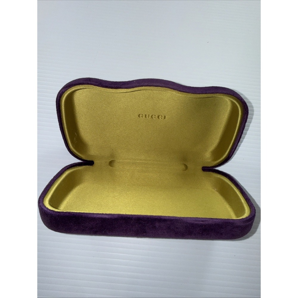 Gucci Purple Velvet Eyeglass Case Hard Shell Authentic Large Size Glasses Holder - Picture 4 of 7